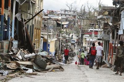 Hurrikan 'Matthew' auf Haiti: zerstörte Häuser in dem Ort Jeremie Foto: Marjorie Jasmin / IFRK 