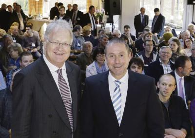 Freuten sich über die rege Teilnahme am Forum: Prof. Dr. Ulrich Nöhle und Guido Lohmann, Vorstandsvorsitzender der Volksbank Niederrhein. Foto: privat