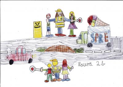 Laura aus der Klasse 2 b hat diese schöne Dankeskarte gemalt, die Schulleiter Martin Nenno den Schülerlotsen überreichte. Foto: nno.de