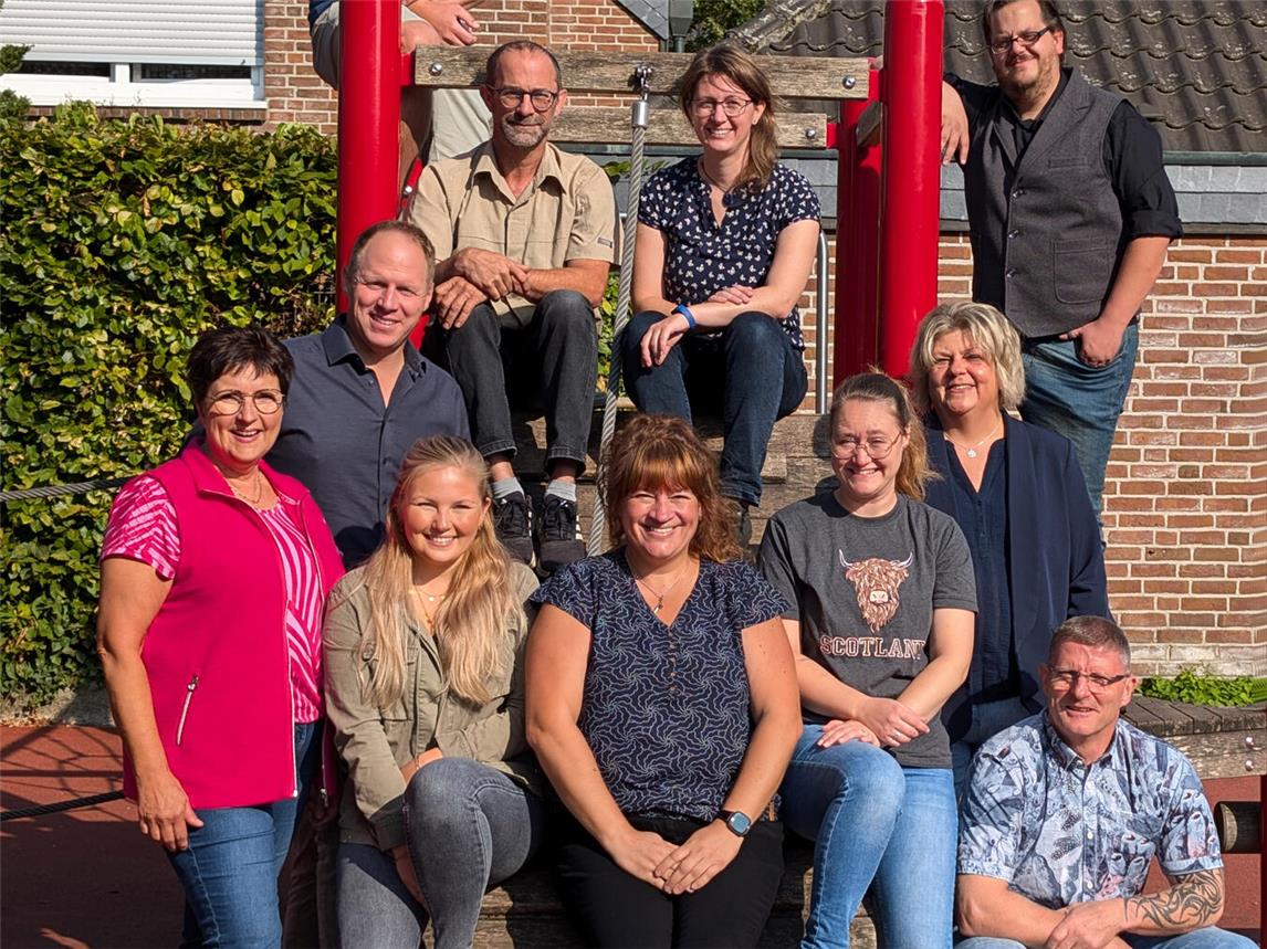  Die Thalia-Schauspieler im Jahr 2024, o.v.l.: Daniel Reisdorf, Thorsten Broekmanns, Mareike Krüger, Marcus Grund; u.v.l: Birgit Büren, Marco Scuderi, Wiktoria Ciemenga, Tanja Stage, Anna Schnabel, Astrid Martens und Udo Guse. Foto: privat