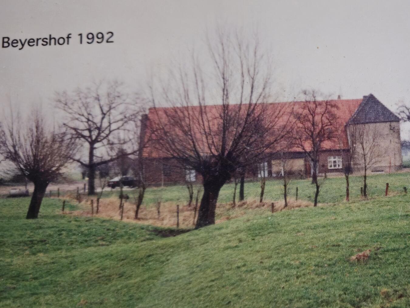 1992 war der Beyershof weithin sichtbar – heute liegt das Haus in einem Wald versteckt. Foto: privat