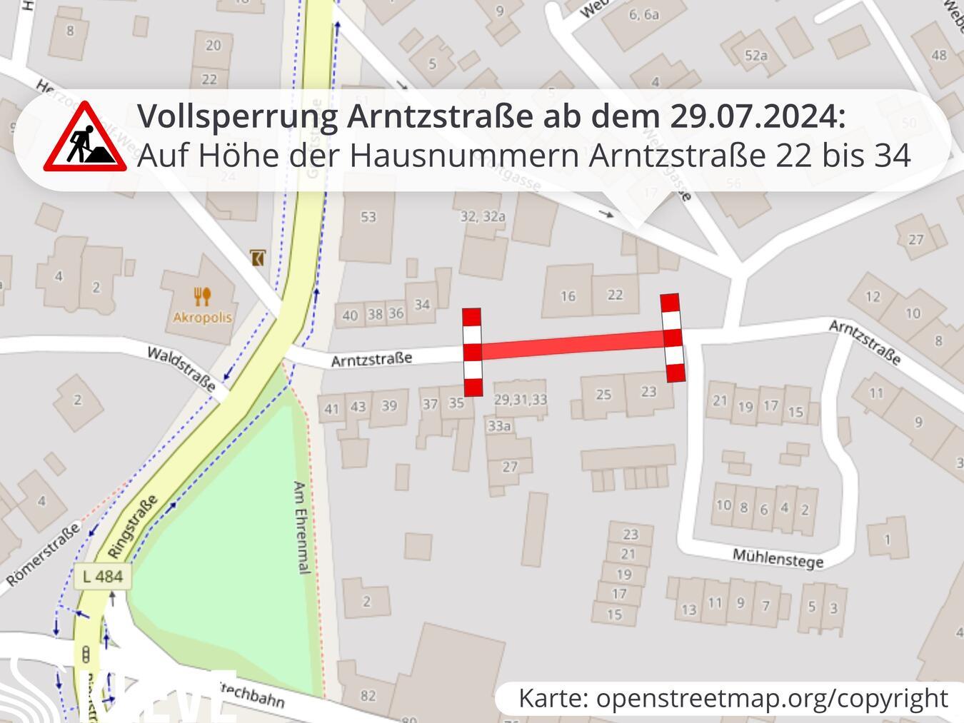Ab Freitag wird halbseitig gesperrt, eine Vollsperrung erfolgt ab Montag. Grafik: Stadt Kleve