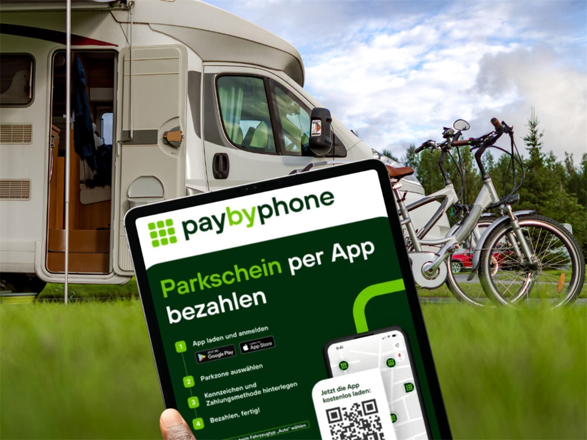 "Digitale Zahlung am Kranenburger Wohnmobilstellplatz, Grafik der Gemeinde Kranenburg"