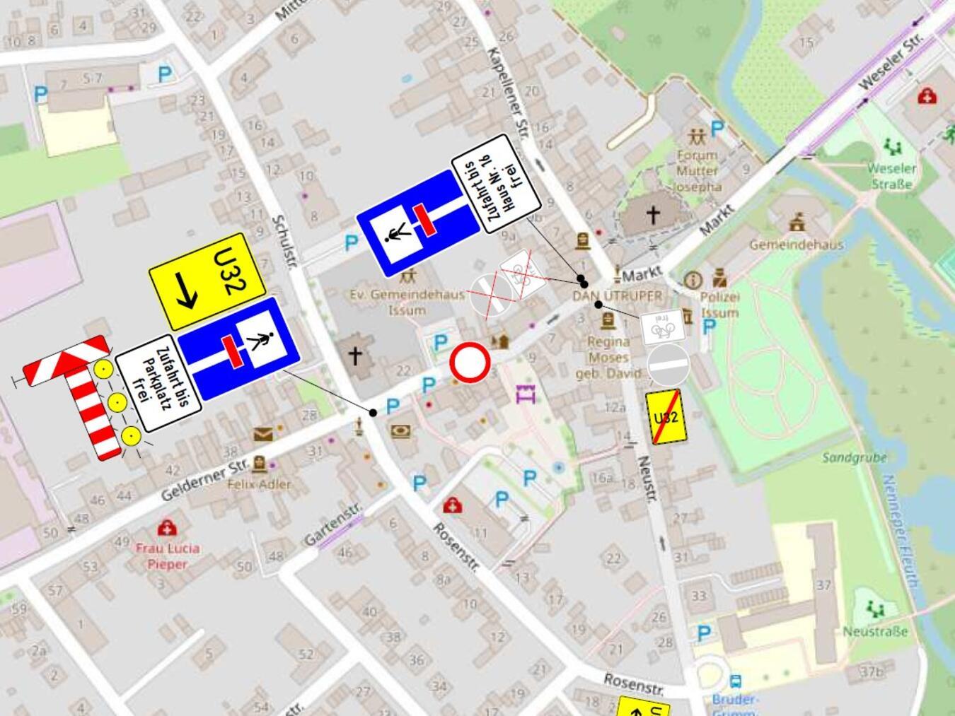 Sperrung des Parkplatzes bis zum 15. August Abbildung: Gemeinde Issum