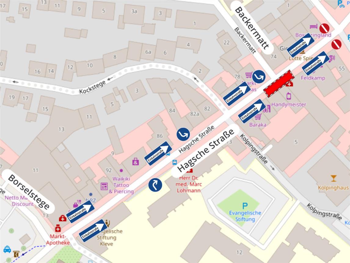 Am 14. April beginnen die Arbeiten. Grafik: Stadt Kleve/openstreetmap
