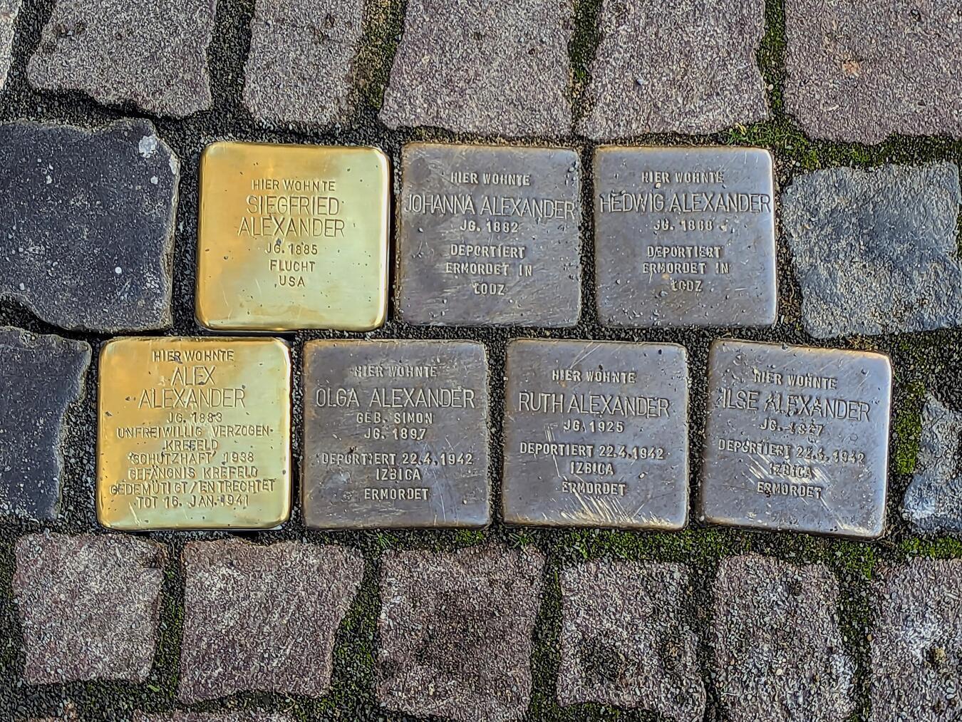 Erinnerungskultur in Xanten:
„Jeder hat einen Namen“ Andenken an die jüdische Familie Alexander und ihre Opfer: Alex, Siegfried, Olga, Johanna, Hedwig, Ruth und Ilse.