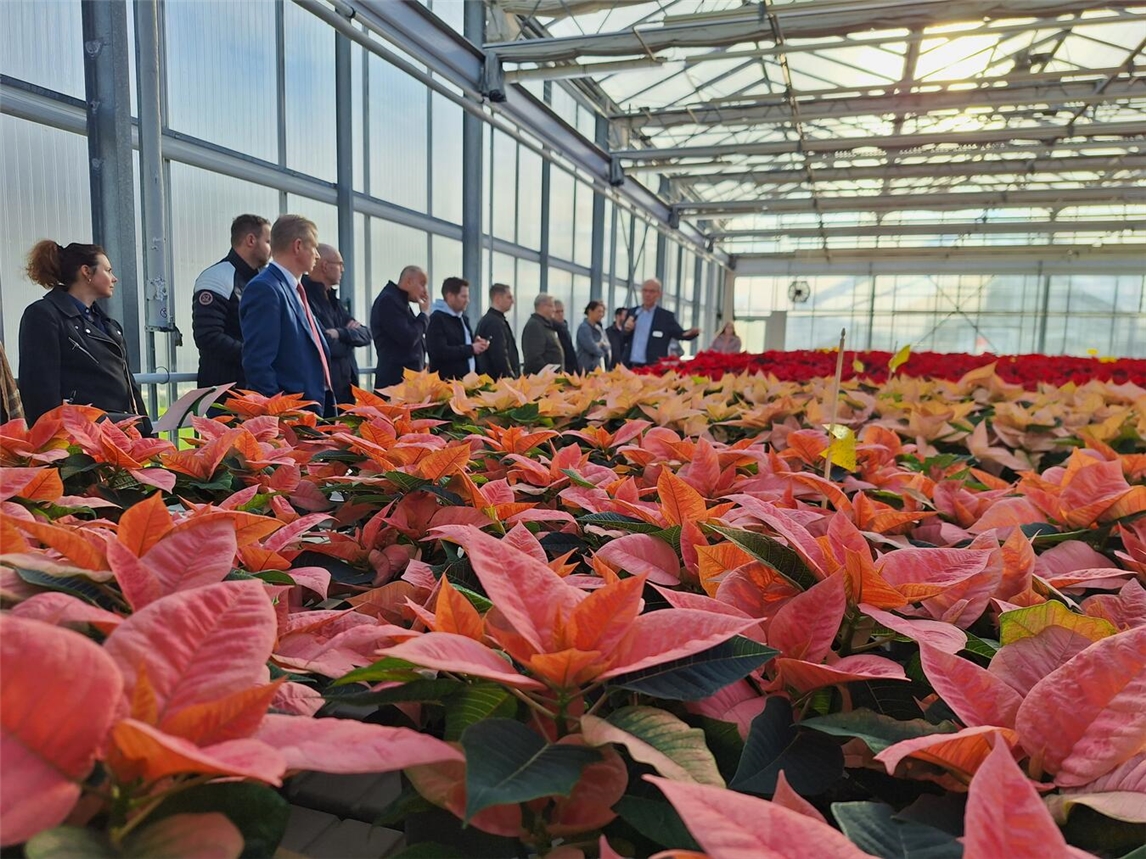 Andrew Gallik führt die Besucher durch die Gewächshäuser des Versuchszentrums Gartenbau der Landwirtschaftskammer NRW in Straelen. Foto: Agrobusiness Niederrhein
