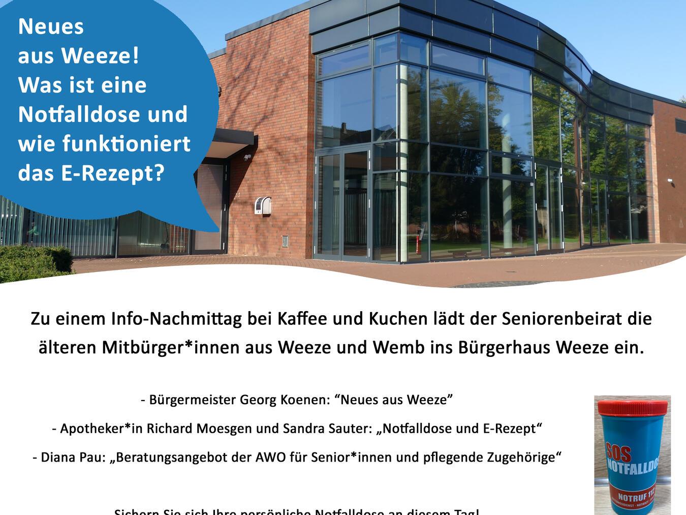 Senioren erfahren Neues aus Weeze Anmeldungen zum Info-Nachmittag sind bis zum 1. Juli möglich