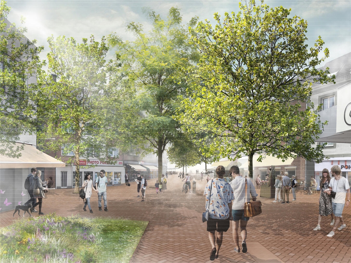 Ansicht des Gewinnerentwurfes mit Blick vom Klosterplatz zum Kavarinerplatz. Grafik: wbp Landschaftsarchitekten GmbH