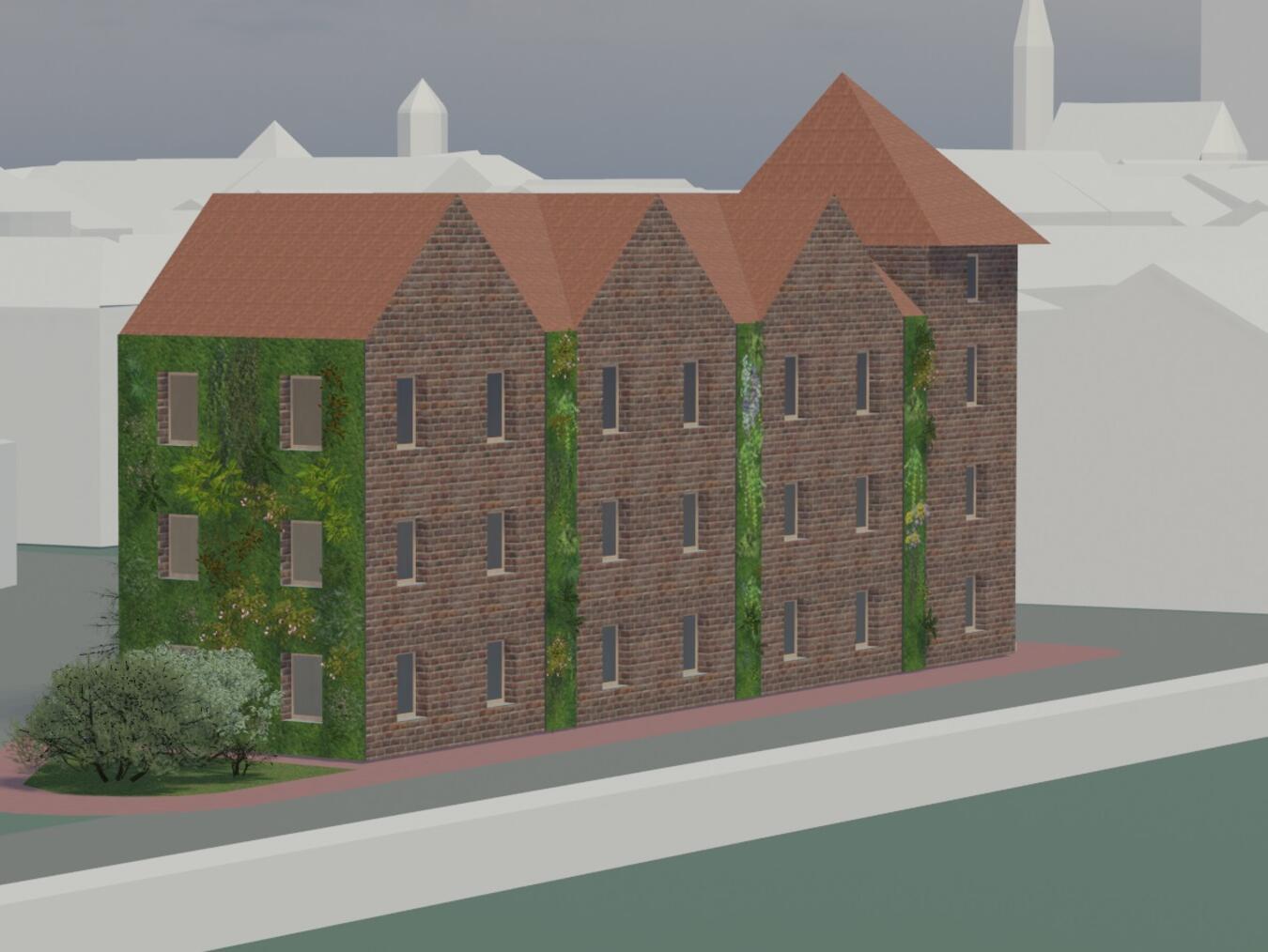 Auch neue Wohnbebauung mit Fassaden-Begrünungen sind Teil des Konzepts.Grafik: Kristina Hülshoff