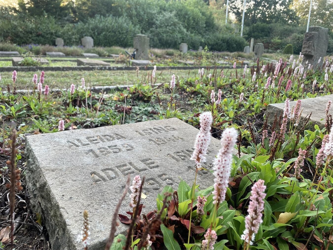 Gedenksteine auf Ehrenfriedhof Emmerich für Opfer des Bombenangriffs vom 7. Oktober 1944.