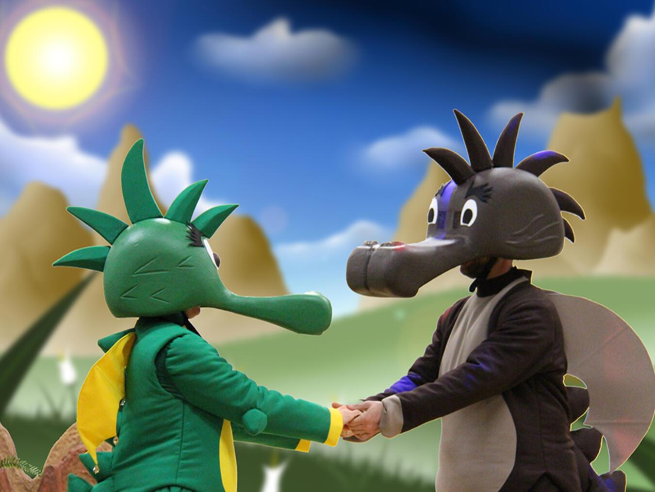„Tabaluga und Lilli“ im Stadttheater in Emmerich Auf die Suche nach dem Wahren Feuer begibt sich der kleine Drache Tabaluga. Foto: privat