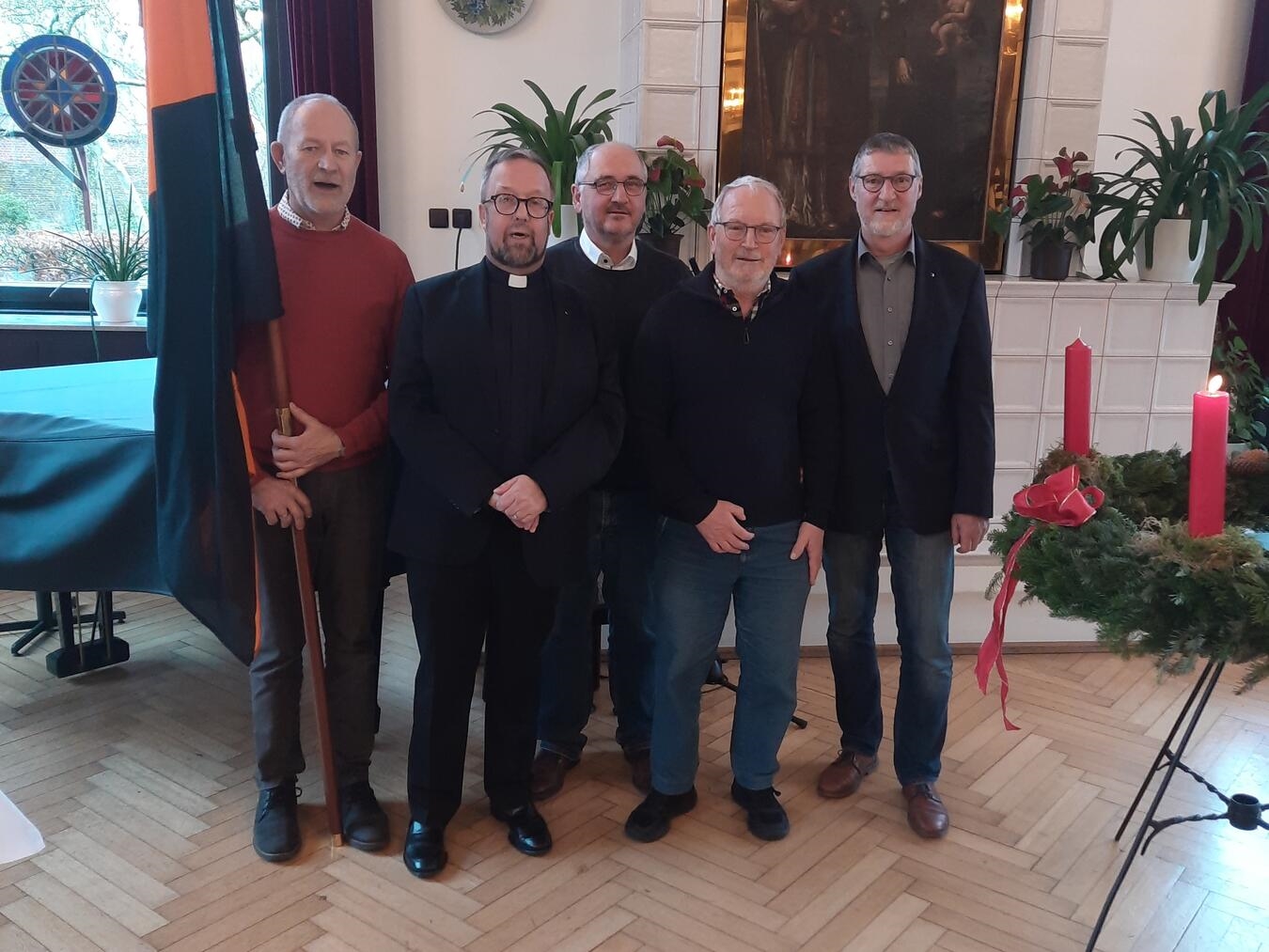 Bei der Ehrung der Jubilare: Herbert Heister, Pastor Klaus Klein-Scheink, Norbert Kascher und Lothar Teeuwsen. Foto: privat