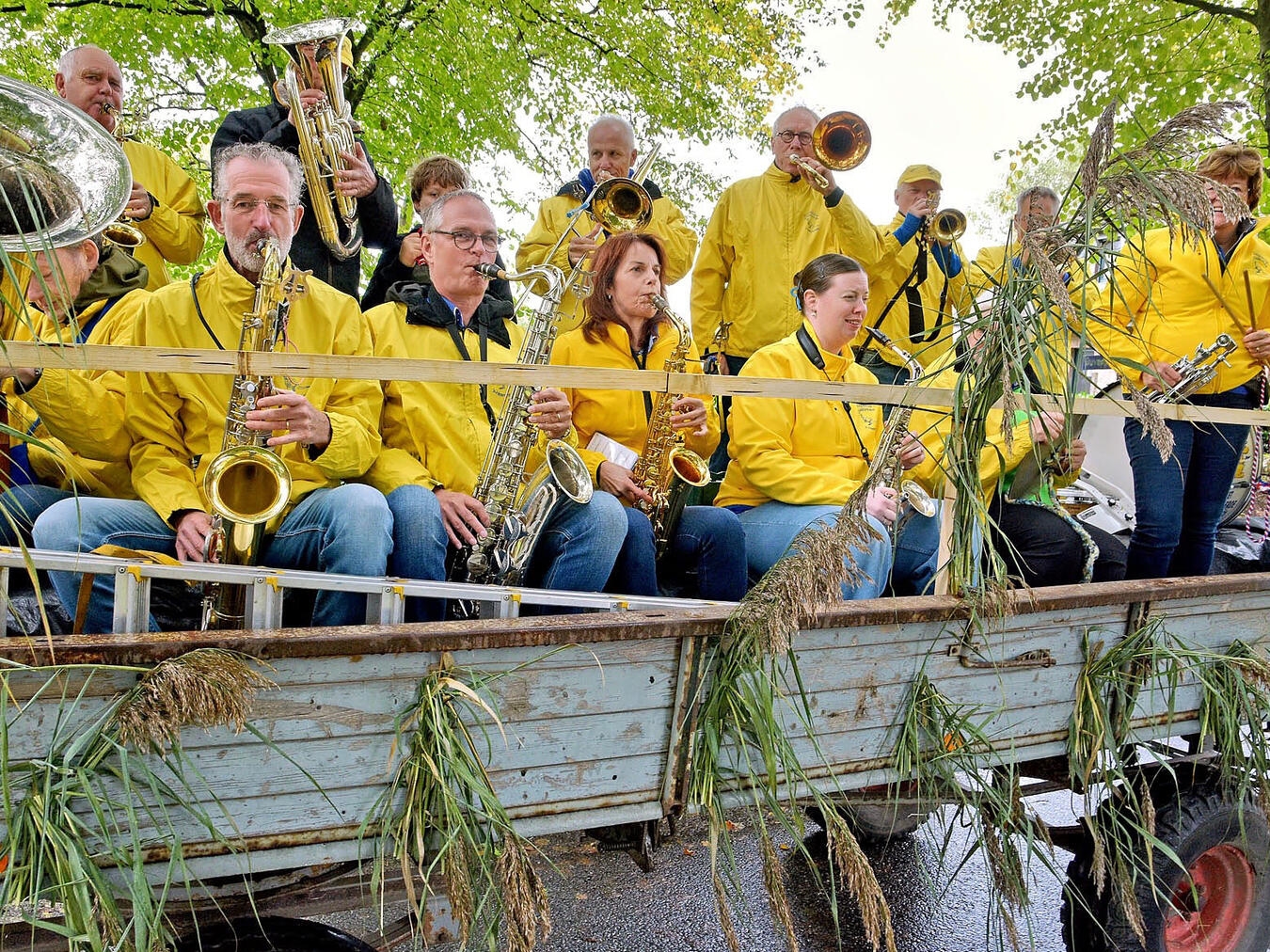 "Musikgruppe beim Umzug in Warbeyen, festliche Atmosphäre, Archivfoto von Rüdiger Dehnen"