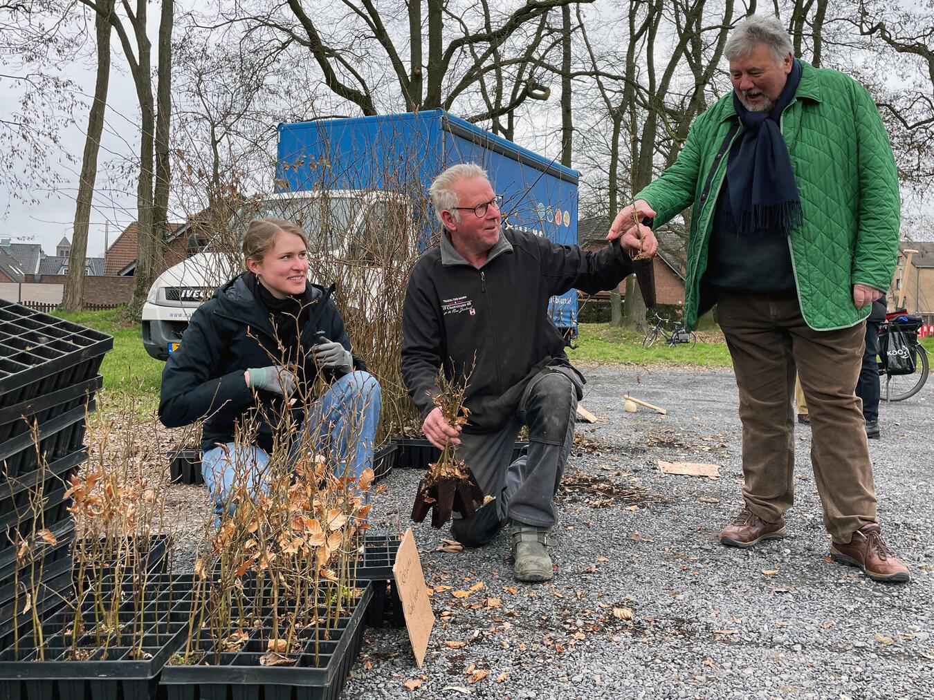 Bereits im vergangenen Jahr verschenkte Vivian Wittenhorst (Stadt Emmerich am Rhein, Stabsstelle Klimaschutz) Baumsetzlinge an Bürger. Foto: Stadt Emmerich