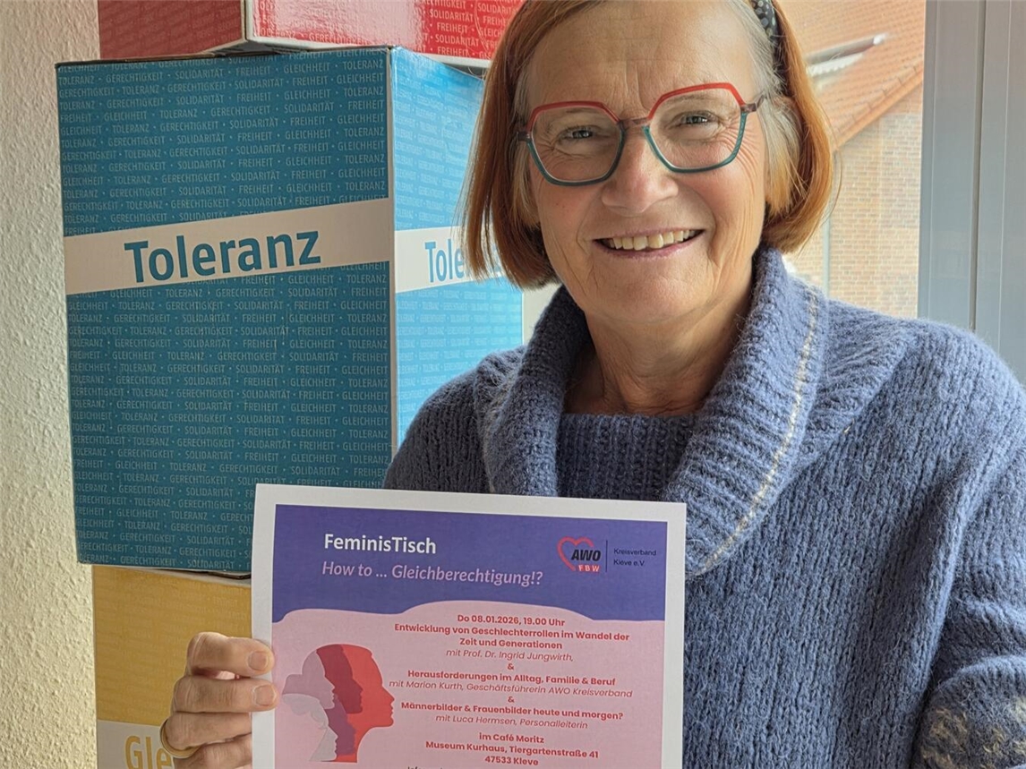 Bettina Trenckmann ist ehrenamtliche Vorsitzende des Awo Kreisverbandes und wirbt für den nächsten „FeminisTisch“. Foto: Awo
