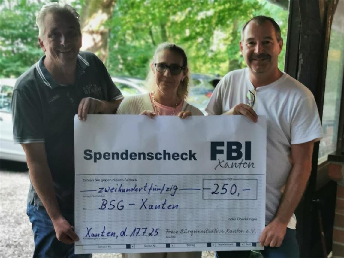 FBI Xanten spendet 250 Euro an die BSG Xanten