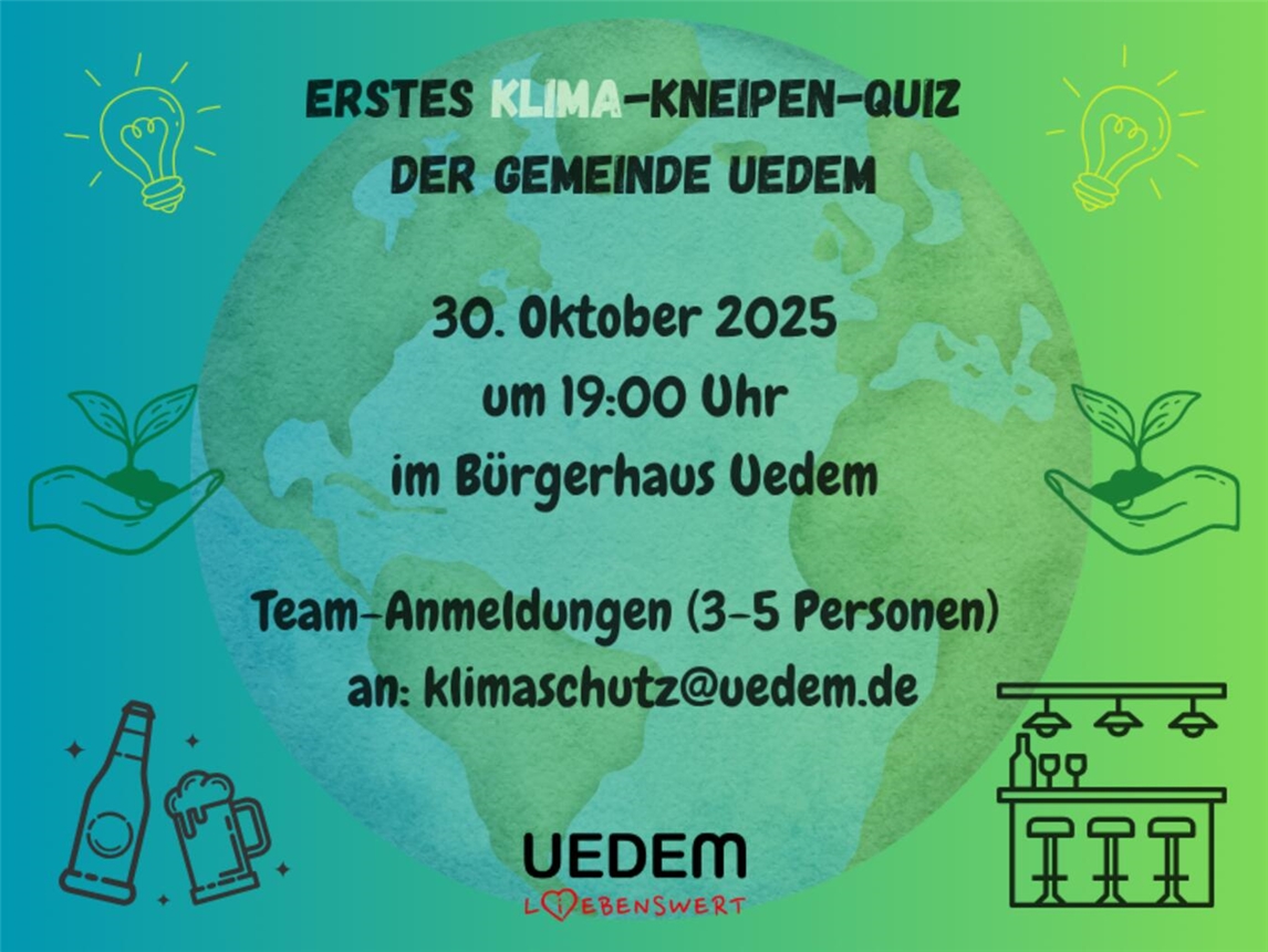 Gemeinde Uedem lädt zum ersten Klima-Kneipen-Quiz ein