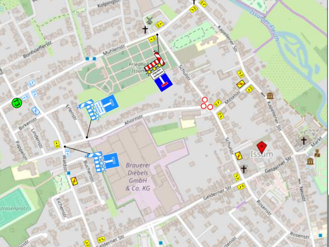 Bauarbeiten auf der Ahornstraße in Issum 