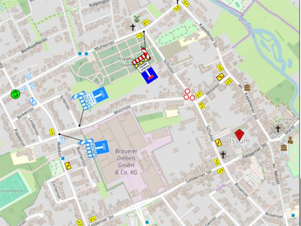 Bauarbeiten auf der Ahornstraße in Issum