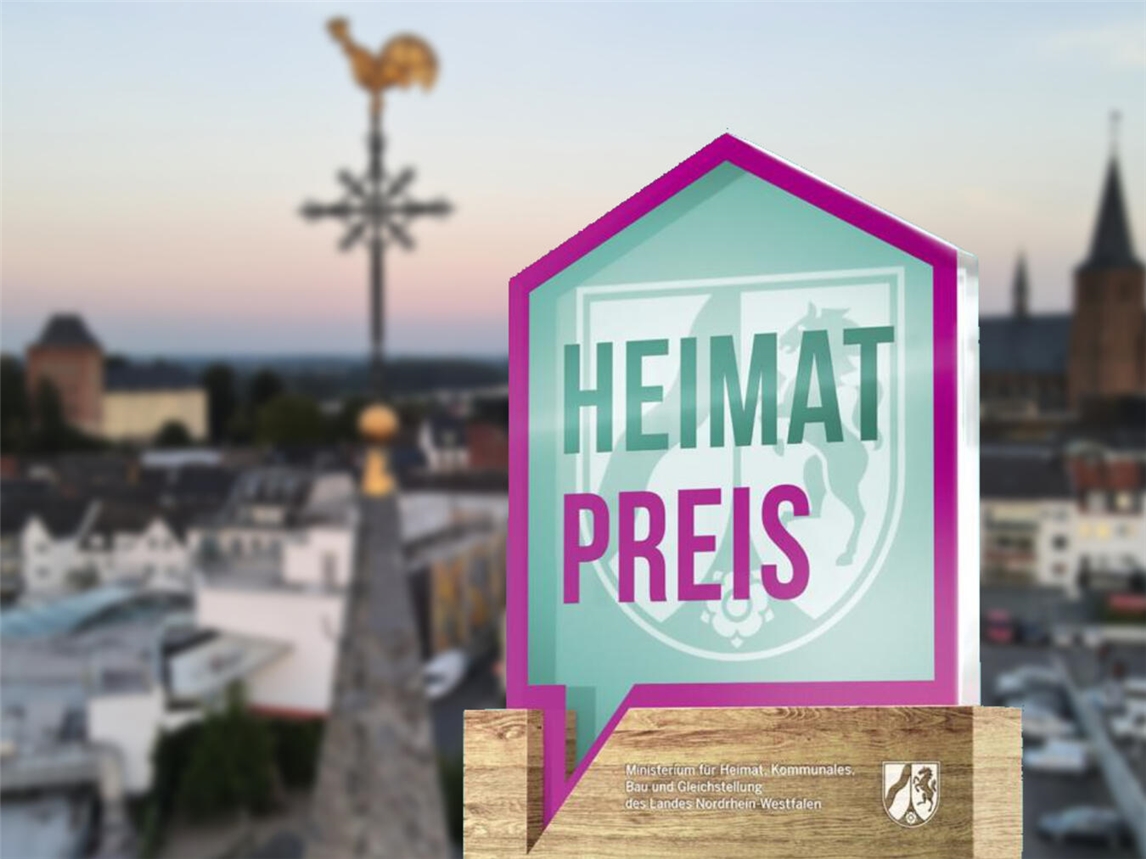 "Panoramablick auf Kleve Stadt mit Fotomontage, historische Gebäude und grüne Landschaft, Sehenswürdigkeiten in NRW"