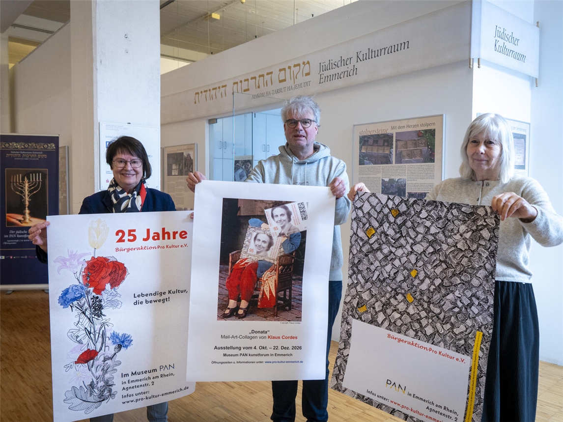 Blicken auf ein Jahr voller Höhepunkte für die Bürgeraktion Pro Kultur in Emmerich: (v. l.) Irene Möllenbeck, Thomas Brokamp und Christiane Feldmann. NN-Foto: Gerhard Seybert