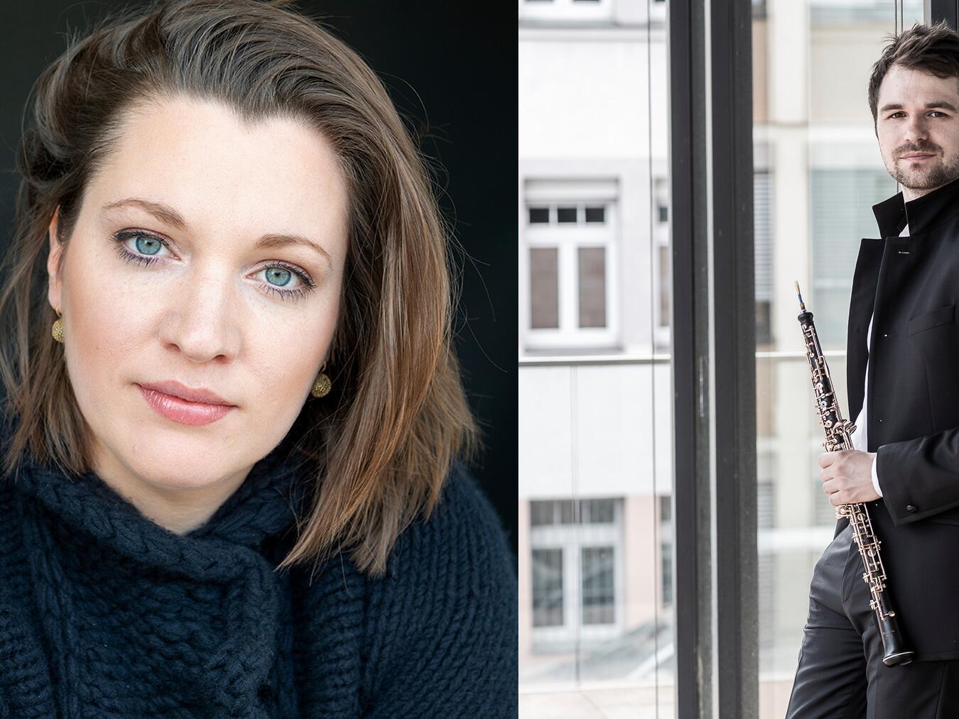 Musik mit Atem, Herzschlag und Stimme „Breath. Respiro“ ist der Titel des Konzertes mit Oboist Juri Vallentin und die Cembalistin Elina Albach. Foto: Elina Albach/Juri Vallentin