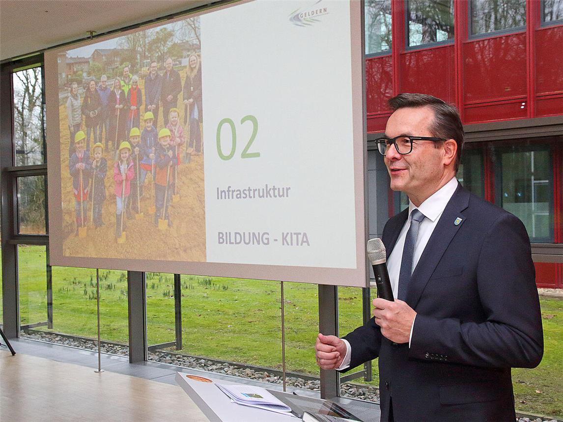 Bürgermeister Sven Kaiser gab neben einem Impulsvortrag einen Überblick über die städtischen Themen in diesem Jahr.(Foto: Stadt Geldern/Seybert