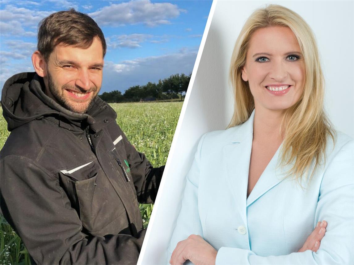 Claudia Kleinert spricht über den Klimawandel am Niederrhein, Jan Große-Kleimann über Agroforstlandwirtschaft. Fotos: ARD/Thorsten Jander //Jan Große-Kleimann