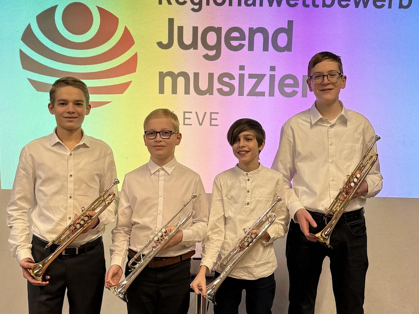 Das erfolgreiche Trompetenquartett mit Henry Janzen, Tim Janzen, Manuel Jeuken und Moritz Bones (v.l.n.r.).Foto: privat