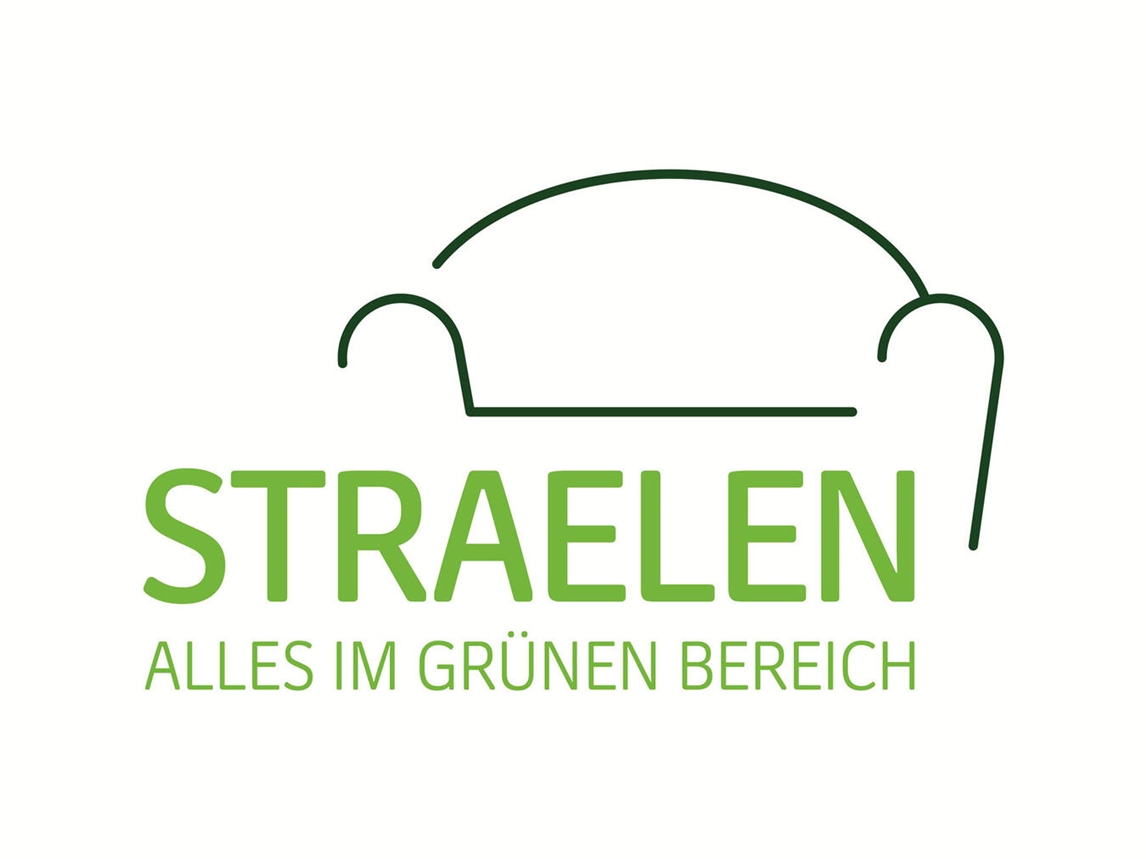 "Neues Stadtlogo Straelen, modernes Design, grüne Akzente, symbolisiert Nachhaltigkeit und Gemeinschaft"
