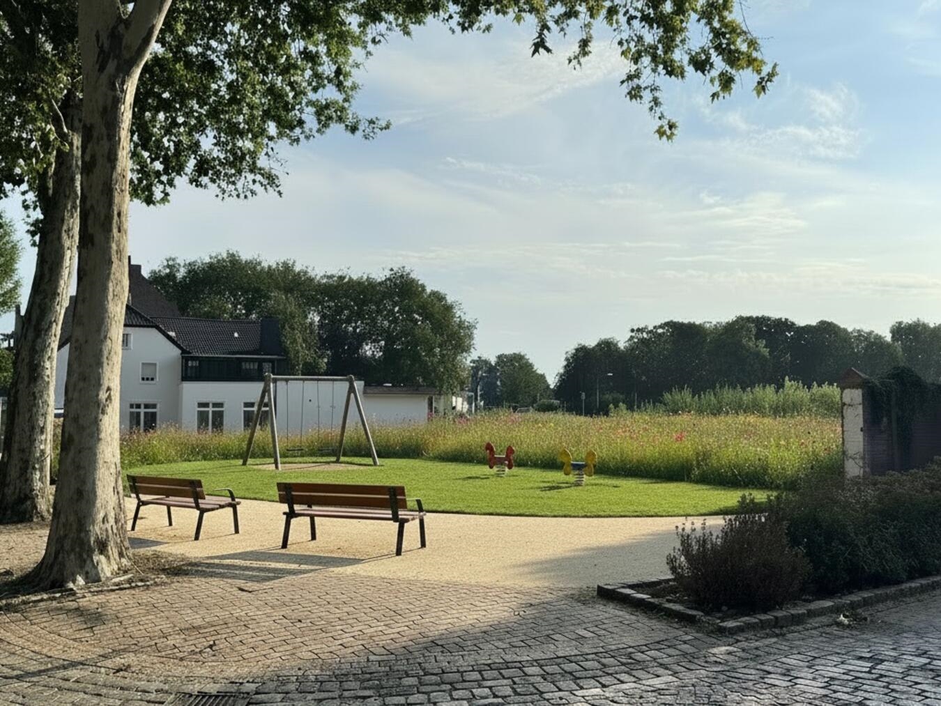 "Zukunftsvision Stadt Rees: KI-generiertes Bild der städtischen Entwicklung"
