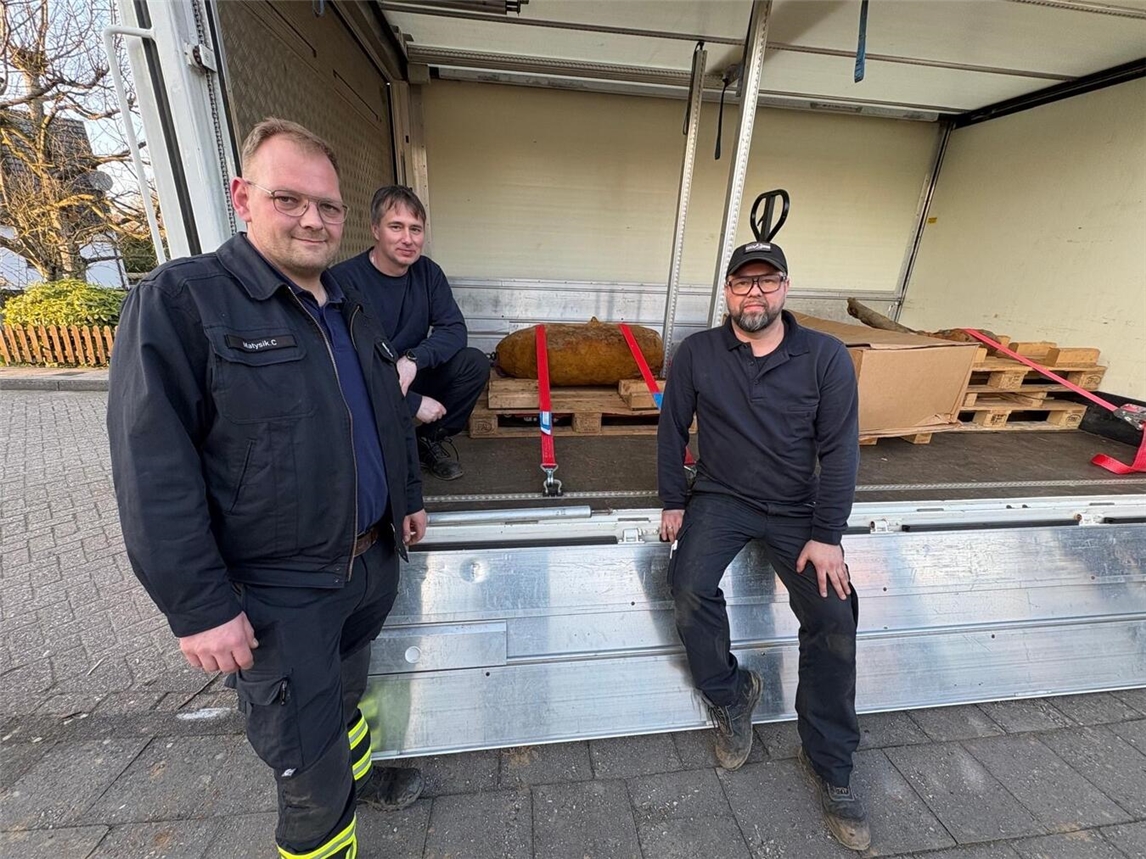 Das Team des Kampfmittelbeseitigungsdienst: (v. l.) Christian Matysik, Mathias Assmann, Michael Andryanow. Foto: Stadt Rees