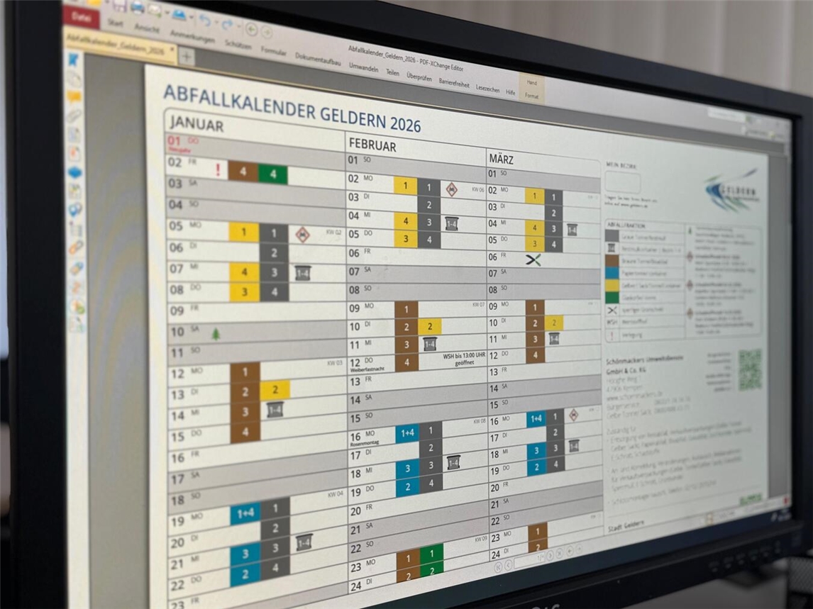 Der Abfallkalender für 2026 ist ab sofort online verfügbar.Foto: Stadt Geldern/Gossens