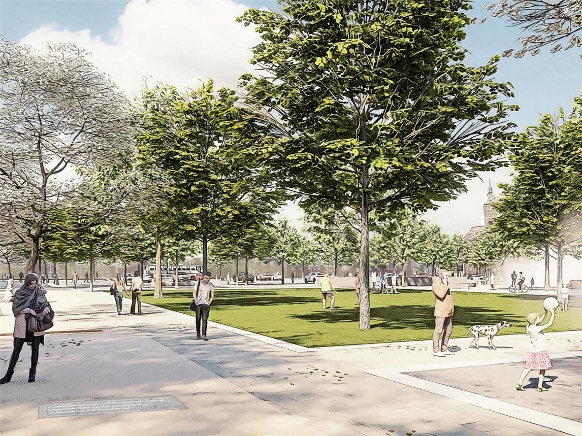 Der Bürgerplatz ist der Austragungsort für das Vogelschießen der Bürger-Schützen Gesellschaft Kevelaer 1881.Foto: Greenbox Landschaftsarchitekten