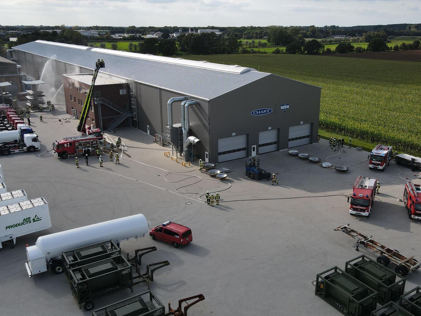 Der Einsatzort der Großübung in der Luftaufnahme. Foto: Torsten Matenaers