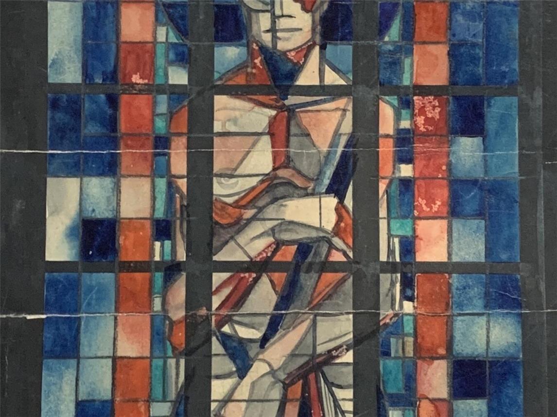 Der Entwurf für ein expressionistisches Kirchenfenster.