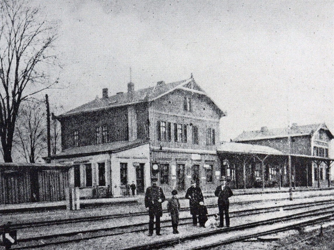 "Historischer Kranenburger Bahnhof um 1900, schwarz-weiß, Archivfoto, Kranenburg"