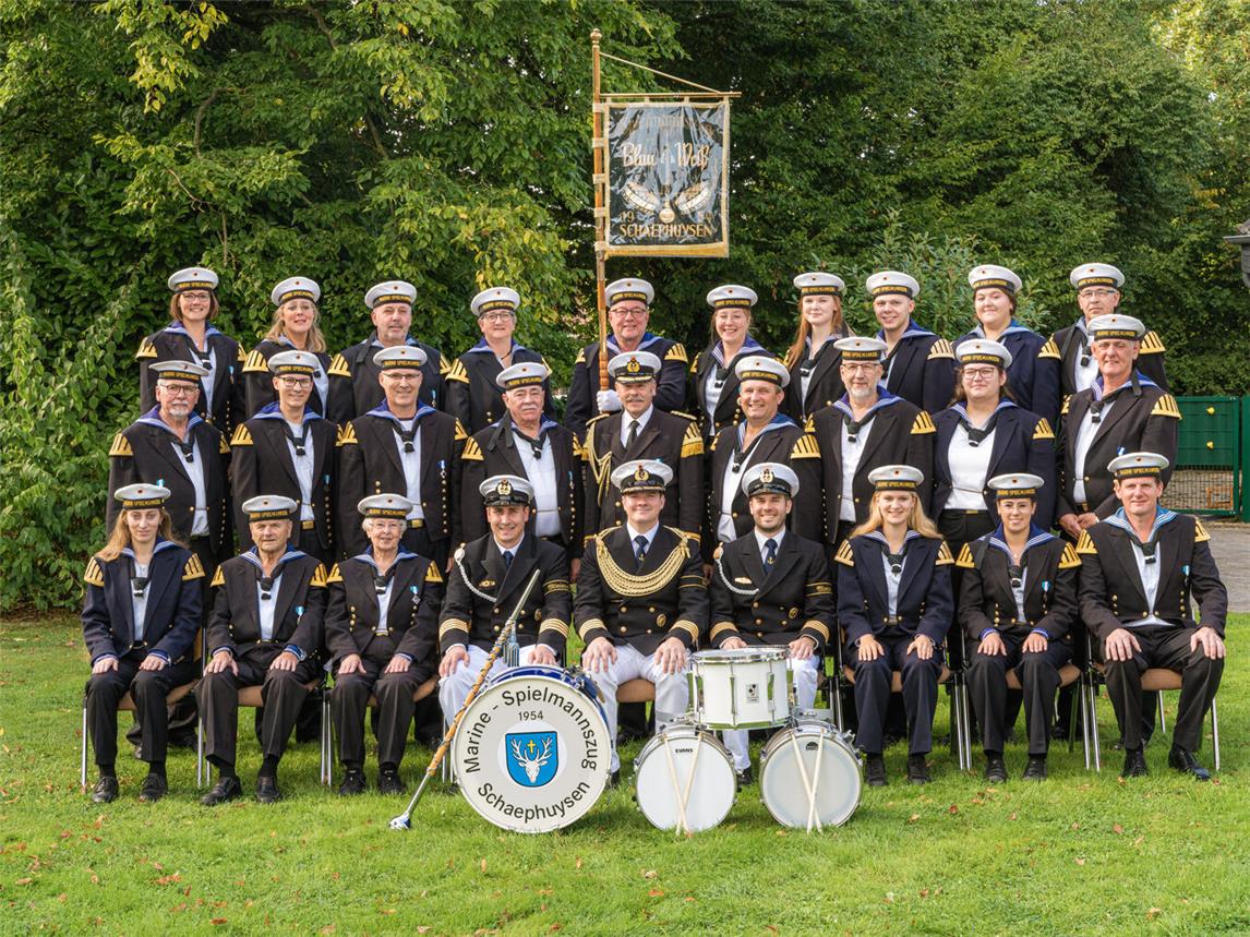 Der Marinespielmannszug Blau-Weiss Schaephuysen. Foto: Kay Maikowske