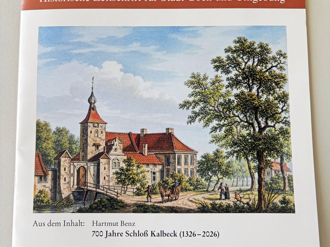 "Kupferstich von Paul van Liender, koloriert mit KI, auf Titelblatt des Heftes, 1743"