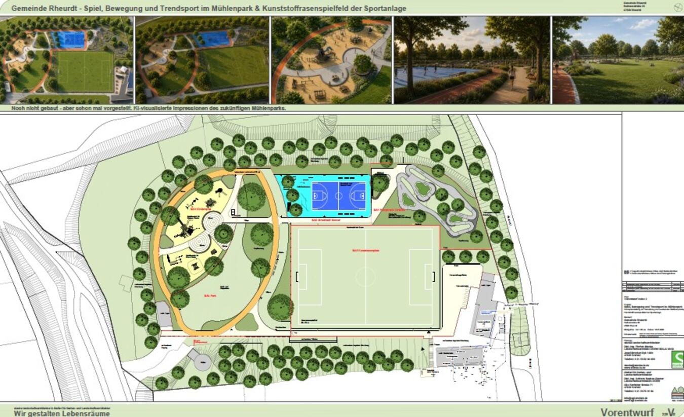 Der Mühlenpark in Rheurdt soll umgestaltet werden. Erste Ideen wurden jetzt diskutiert. Abbildung: Gemeinde Rheurdt