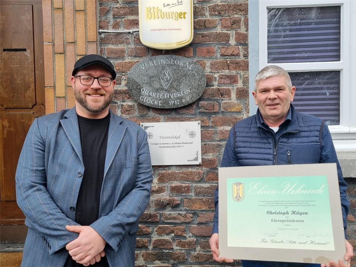 Der neue Vorsitzende Christian Stiels und Ehrenpräsident Christoph Hügen. Foto: privat