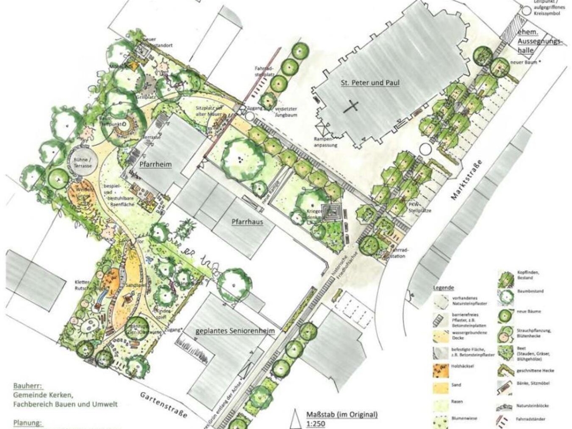 Der Plan zur Umgestaltung des Kirchenumfelds in Aldekerk.