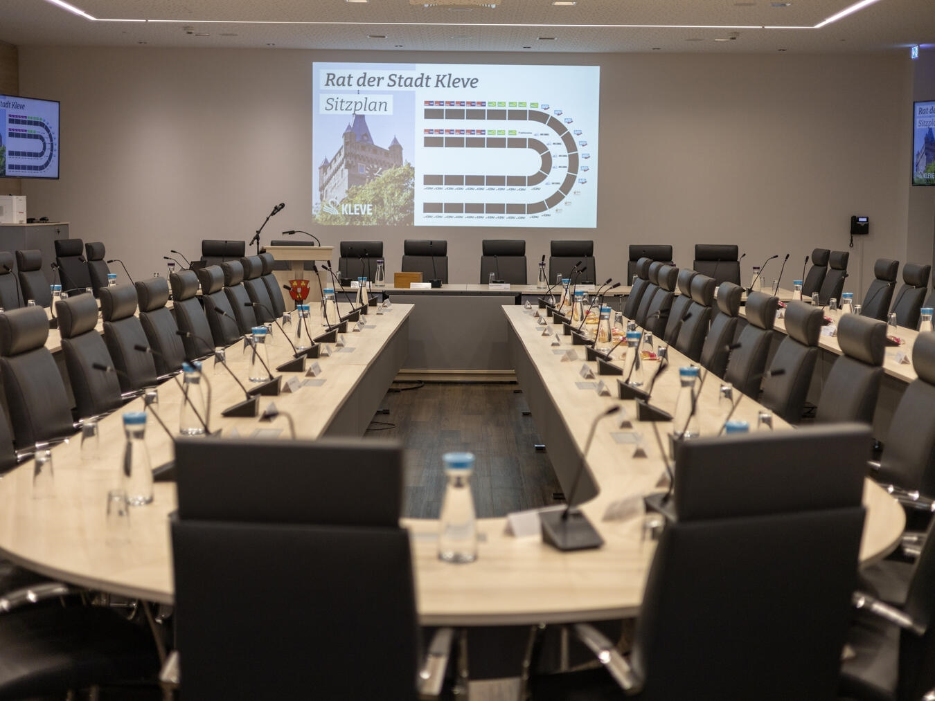Der Ratssaal der Stadt Kleve, aus dem am Mittwoch wieder live übertragen wird. 