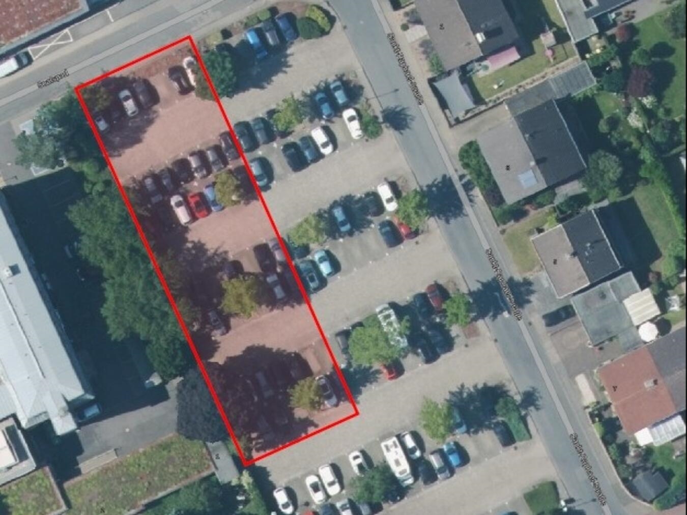 "Rot markierter gesperrter Bereich in Straelen, Straßensperrung, Sicherheitsmaßnahmen"