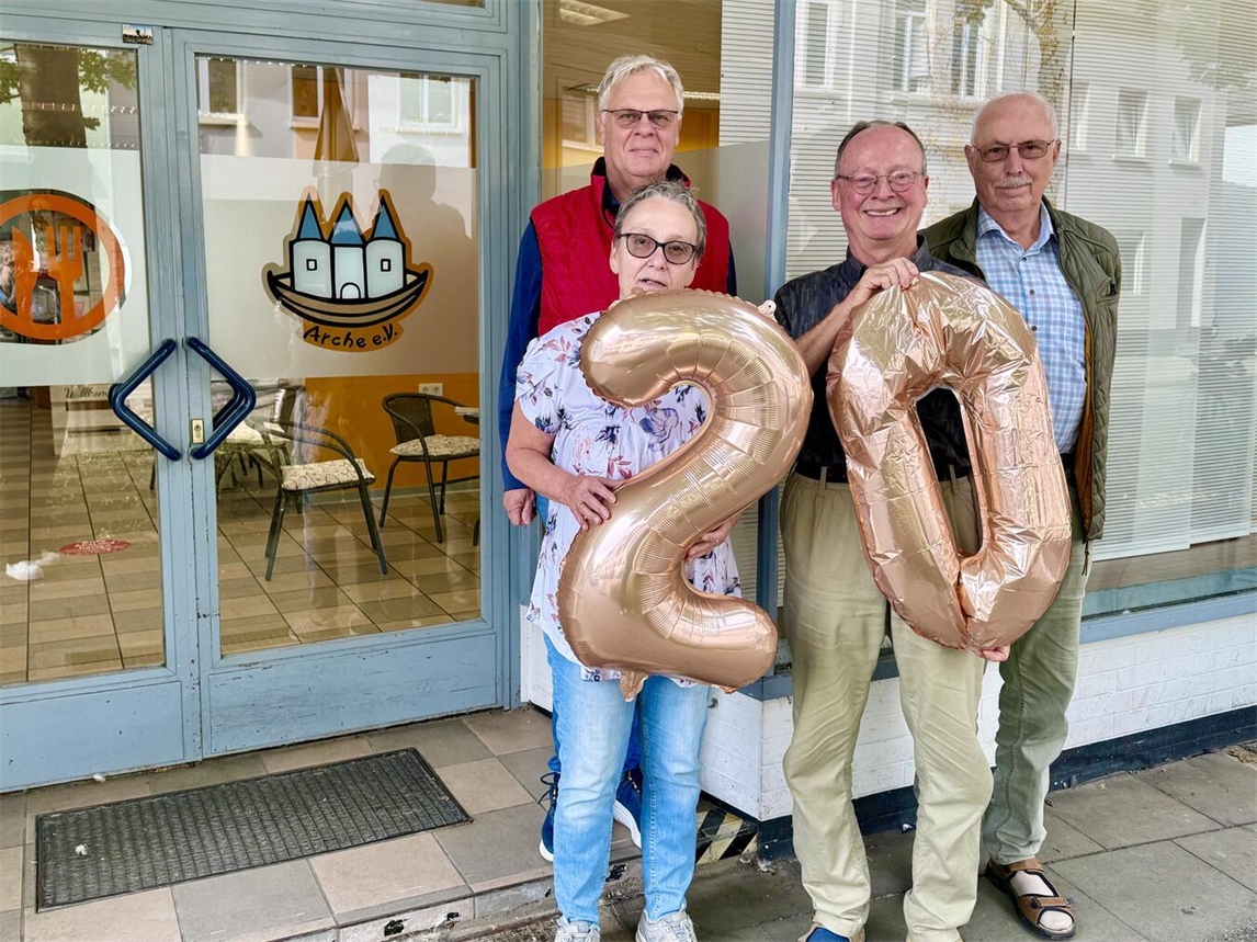 Vorstand der Arche Goch bei Jubiläumsfeier-Ankündigung, von links: Hans-Peter Kempkes, Elke Gommers, Reiner Weidemann, Heinz Coenen.