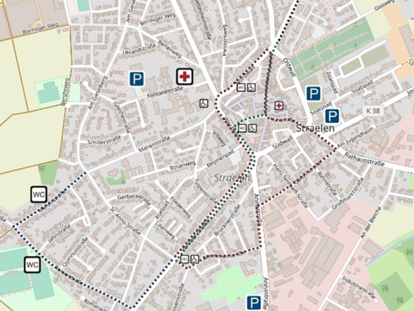 Der Zugweg am kommenden Sonntag in Straelen.Abbildung: Stadt Straelen