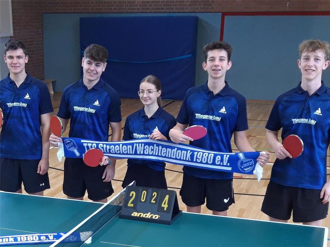 Die 1. Jugend U 19 des TTC Straelen/Wachtendonk mit Jannik Bouten, Marvin Krakau, Sina Meens, Niklas Neske und Jan Sillekens. Foto: privat