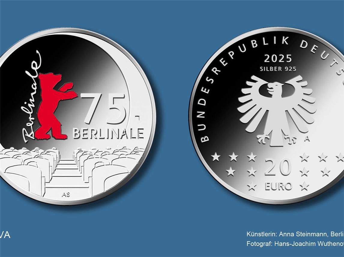Die 20-Euro-Sondermünze „75. Berlinale“ ist ab Mittwoch, 29. Januar, in allen Geschäftsstellen der Sparkasse am Niederrhein zu haben. Foto: Hans-Joachim Wuthenow