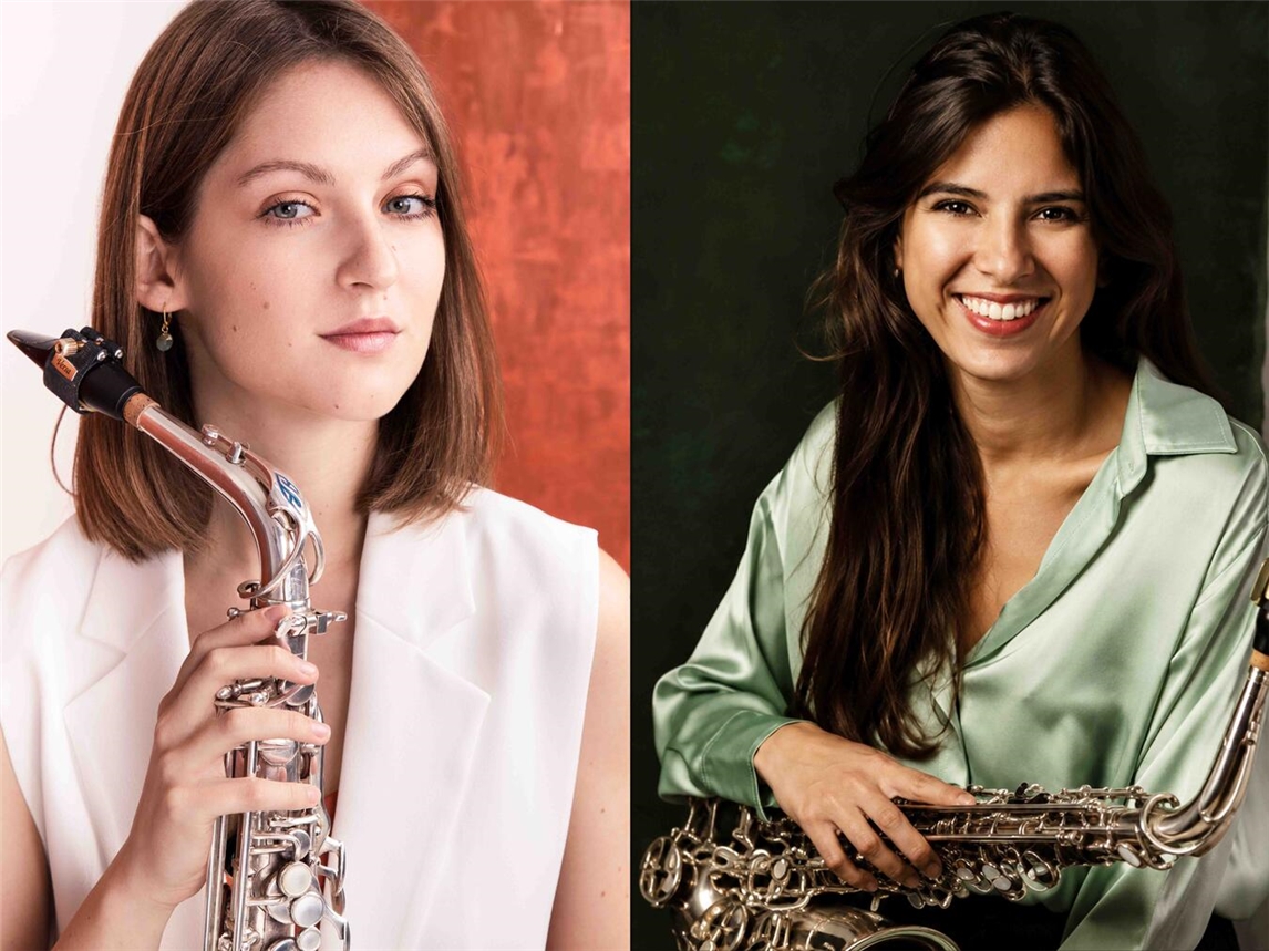 "Saxophonistinnen Eva Kotar und Mari Ángeles del Valle Casado spielen in Emmerich, Konzert, Musik, Slowenien, Spanien"